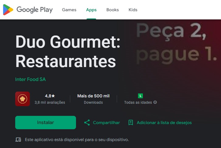 App Duo Gourmet para iPhone (iOS)
